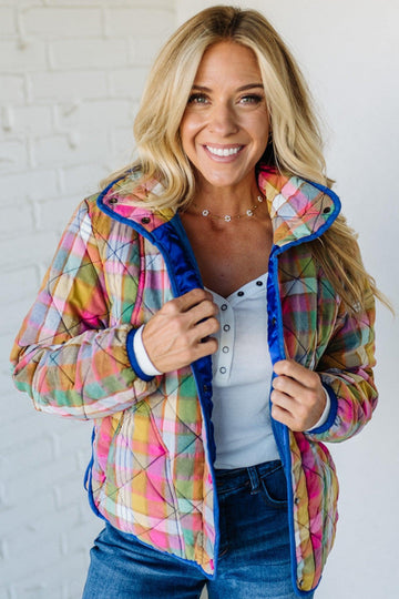 Bright Vintage Plaid Quilted Jacket