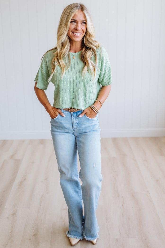 Cable Knit Boxy Crop Top