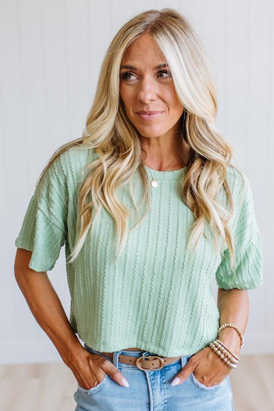 Cable Knit Boxy Crop Top