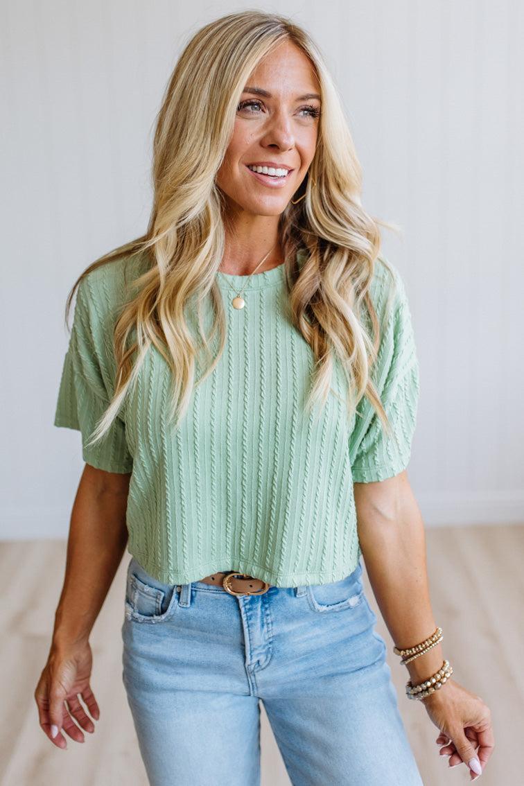 Cable Knit Boxy Crop Top