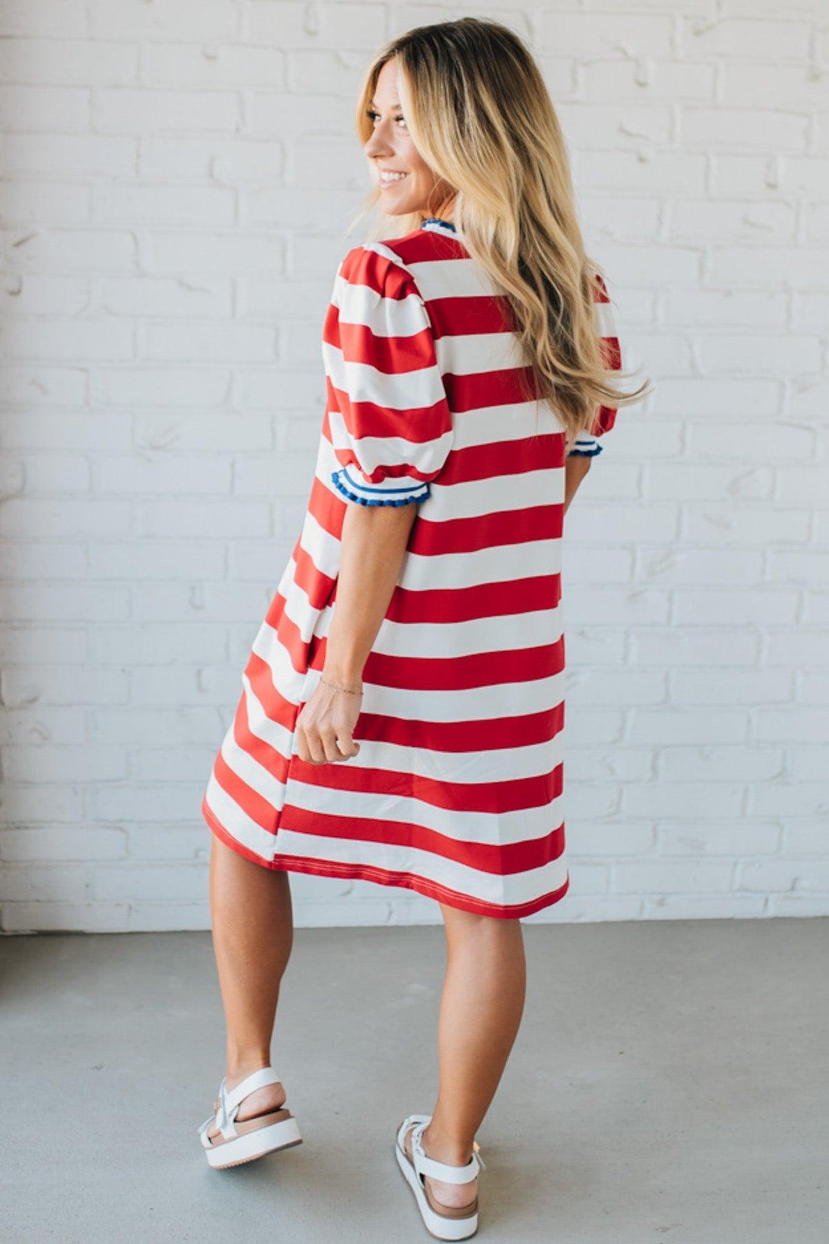 Canary Red Stripe Shift Dress