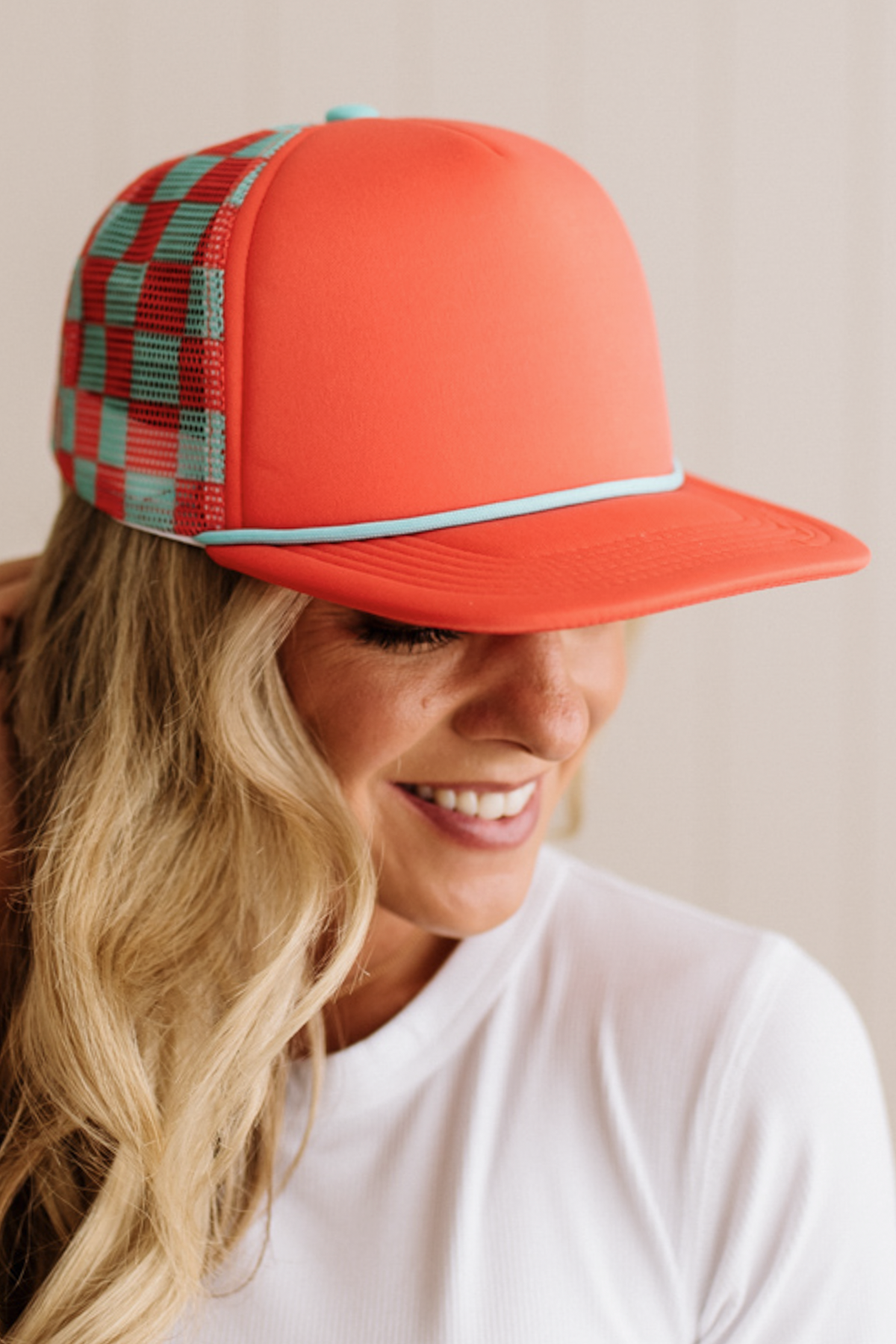 Checkered Mesh Back Trucker Hat