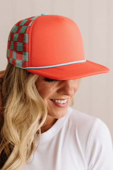 Checkered Mesh Back Trucker Hat