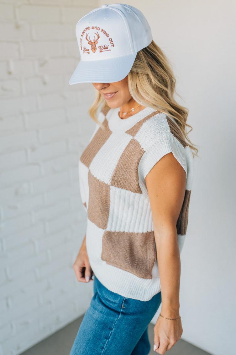 Checkered Sweater Vest Top