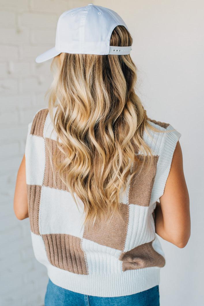 Checkered Sweater Vest Top