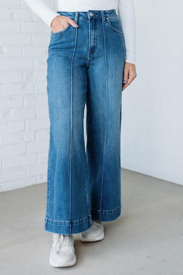 Chelsey High Rise Pin Tuck Denim - ANNIEWEAR
