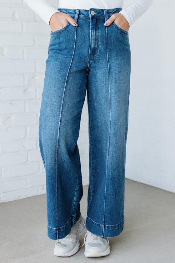 Chelsey High Rise Pin Tuck Denim - ANNIEWEAR