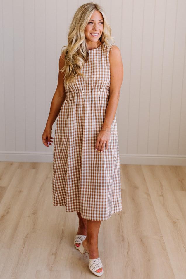 Clara Gingham Midi Dress
