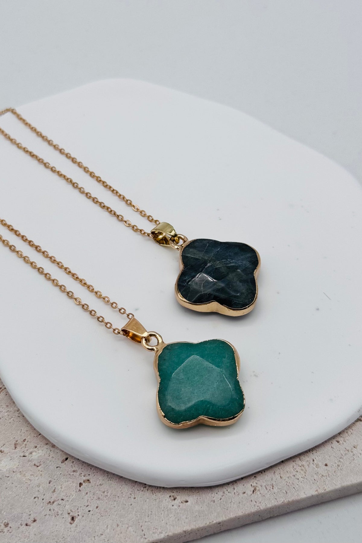 Clover Stone Pendant Necklace