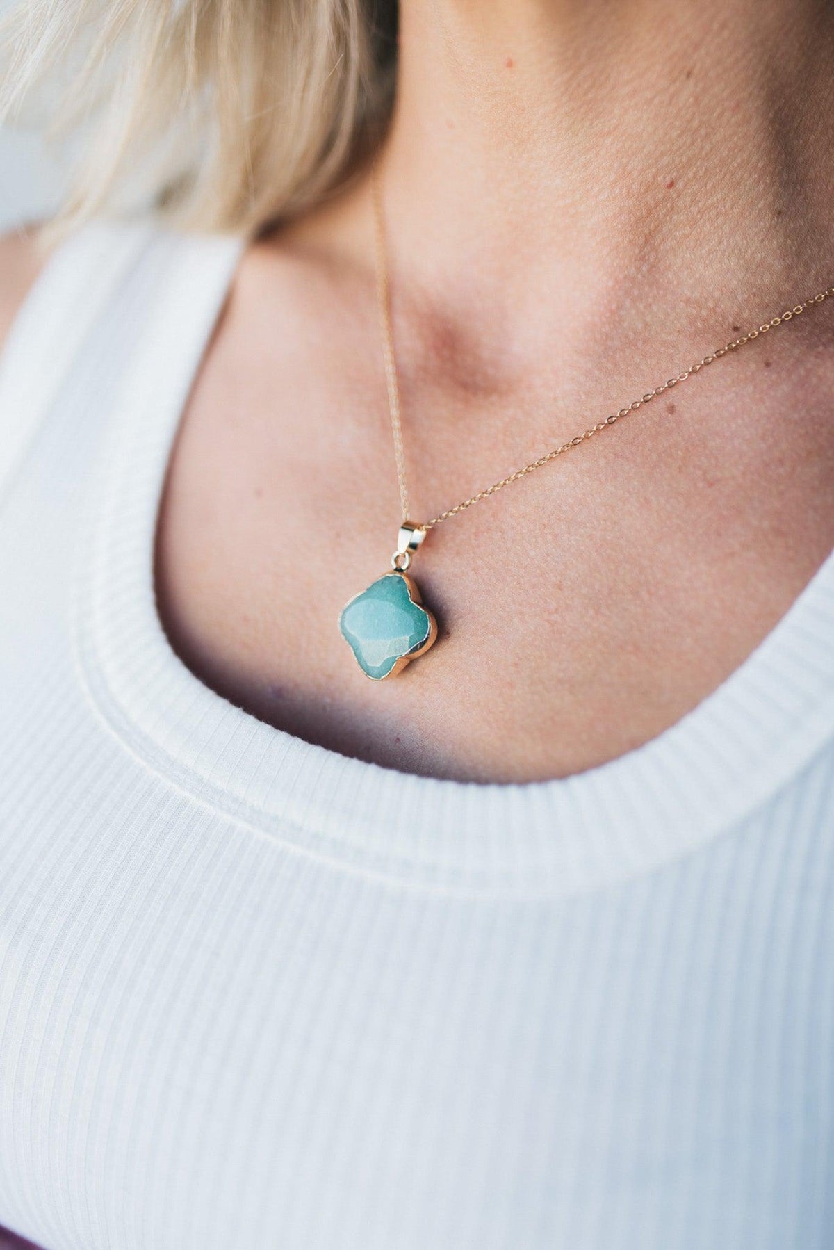 Clover Stone Pendant Necklace