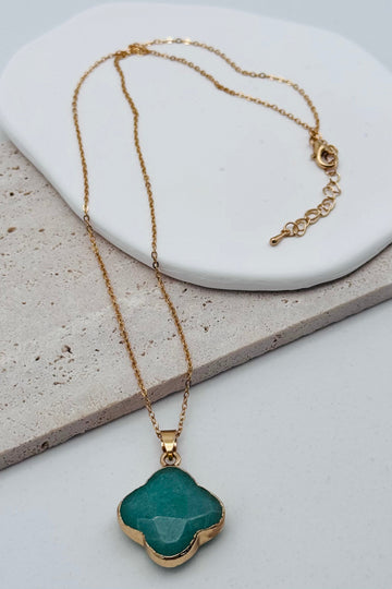 Clover Stone Pendant Necklace