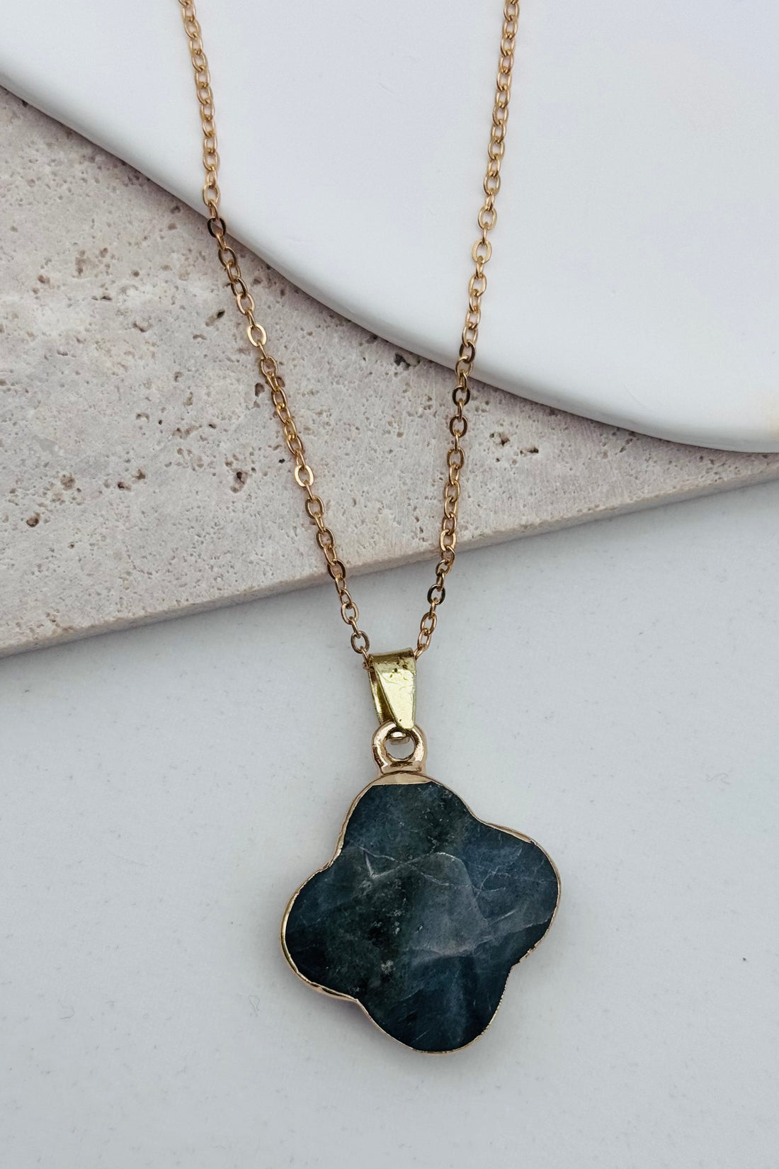 Clover Stone Pendant Necklace