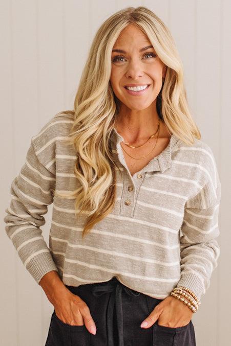Cortney Cotton Slub Striped Sweater