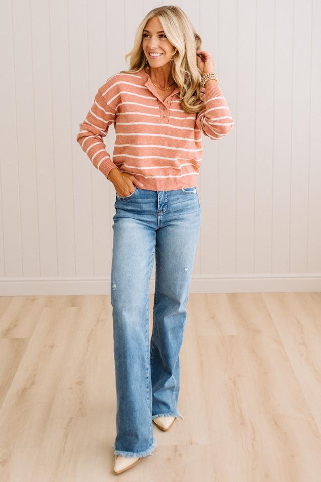 Cortney Cotton Slub Striped Sweater