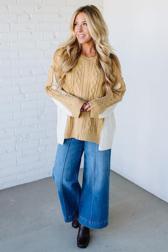 Banana Cream Pie Cable Knit Sweater