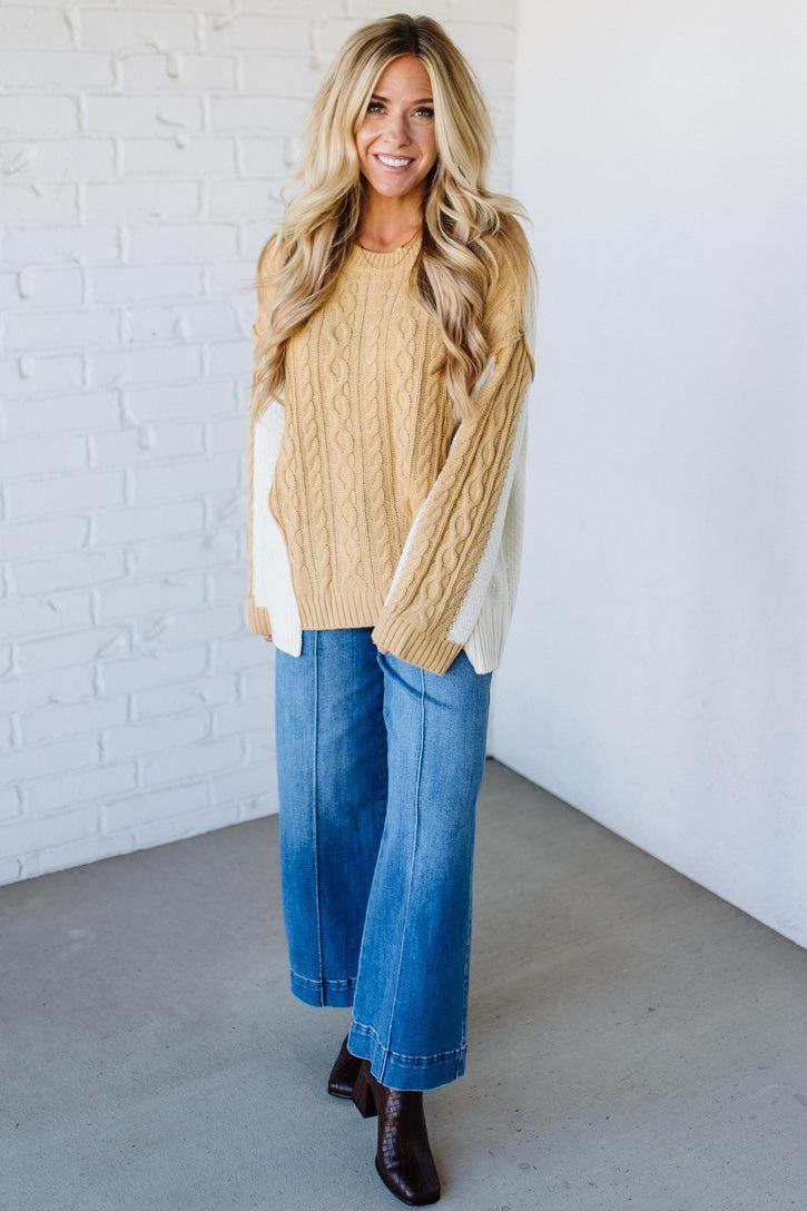 Banana Cream Pie Cable Knit Sweater