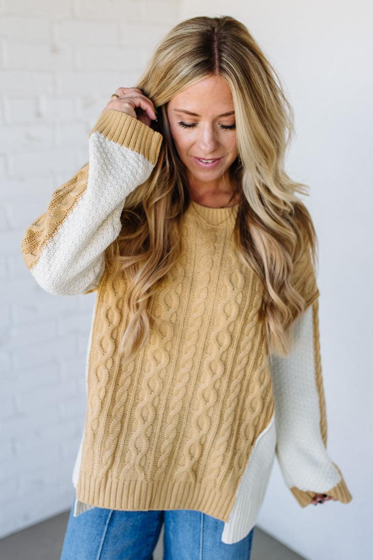 Banana Cream Pie Cable Knit Sweater