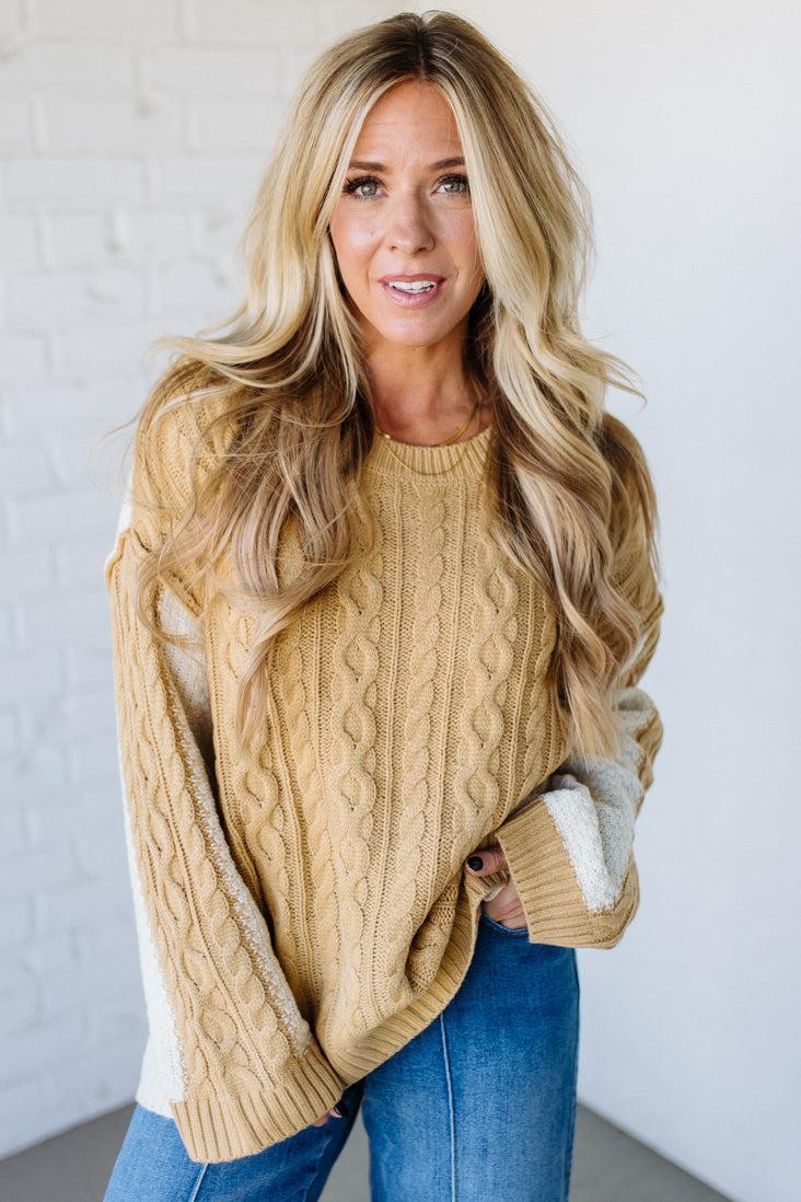 Banana Cream Pie Cable Knit Sweater