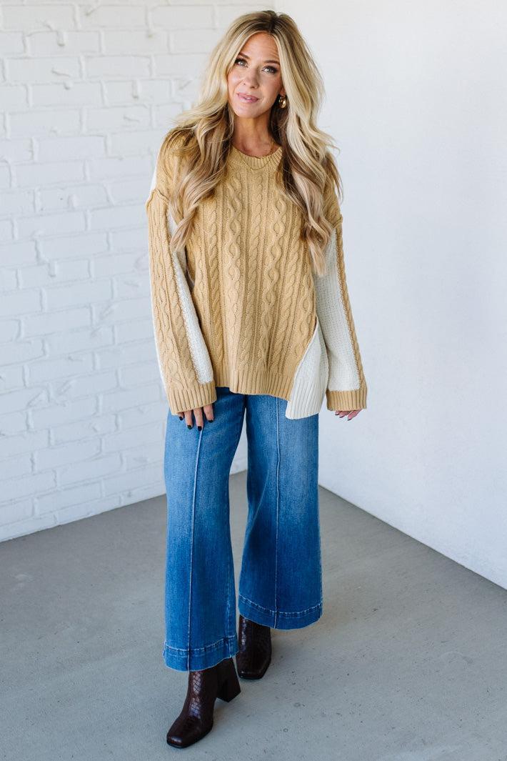 Banana Cream Pie Cable Knit Sweater