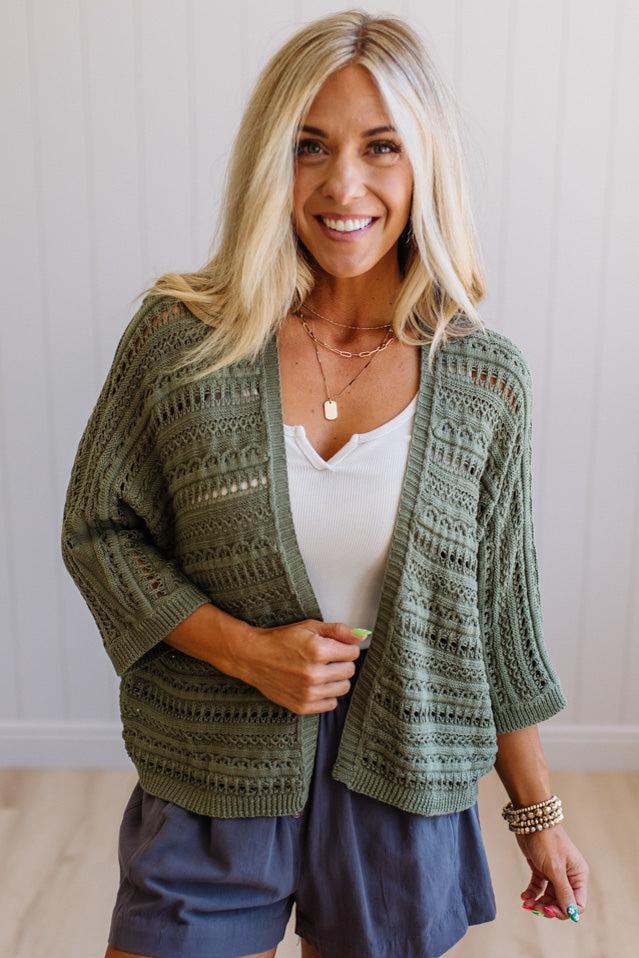 Crochet Mix Open Front Cardigan