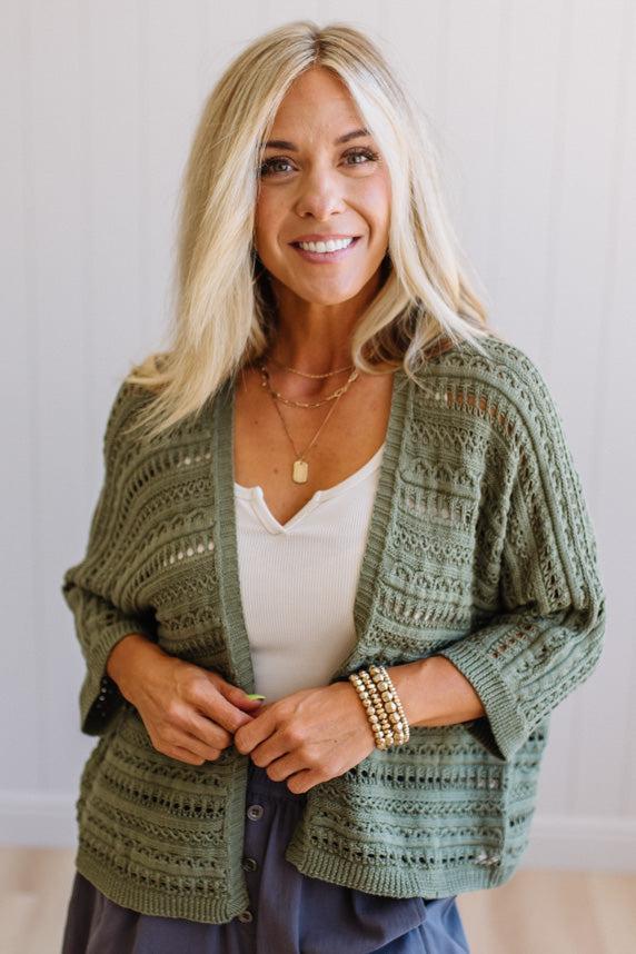 Crochet Mix Open Front Cardigan