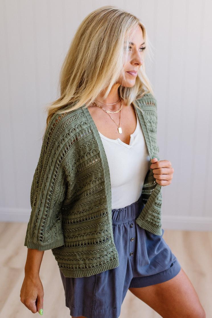Crochet Mix Open Front Cardigan