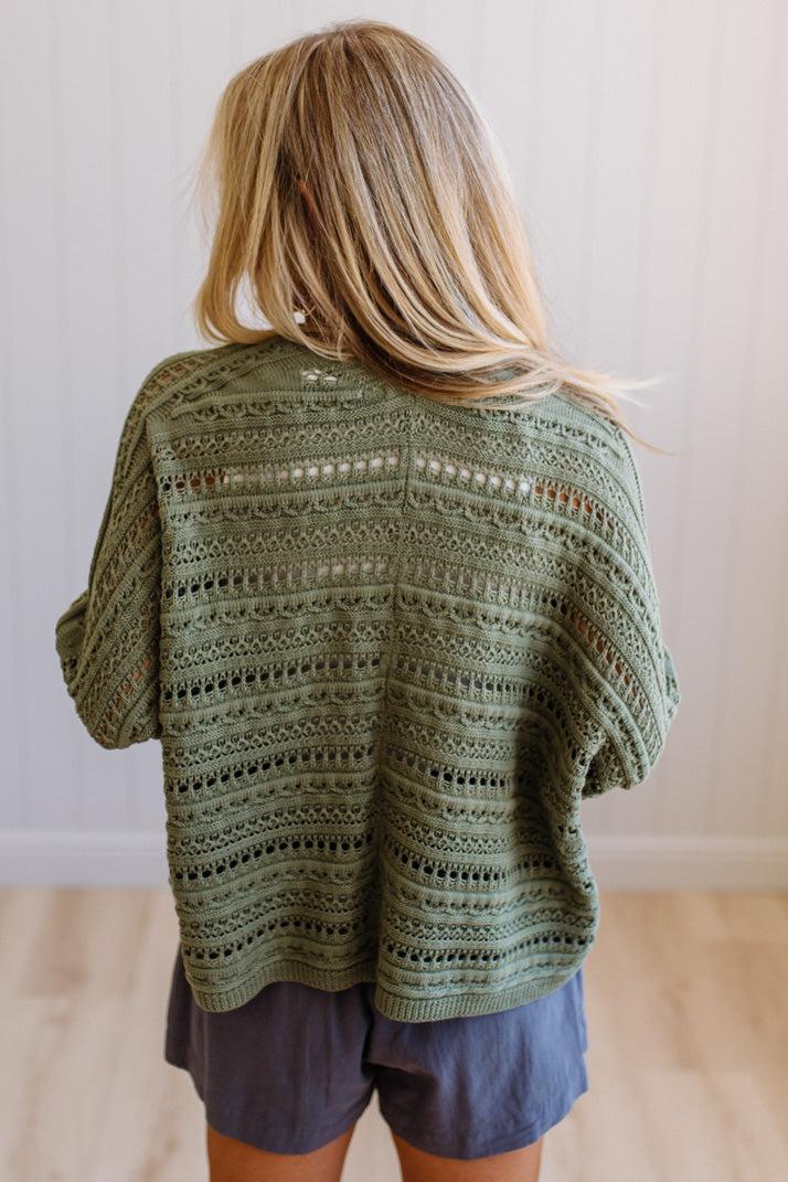 Crochet Mix Open Front Cardigan