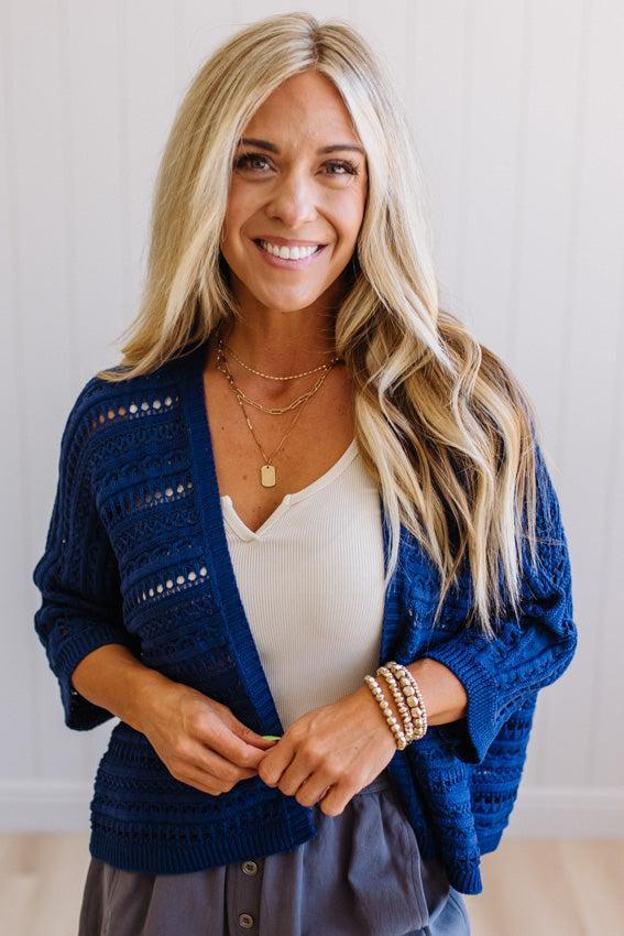Crochet Mix Open Front Cardigan