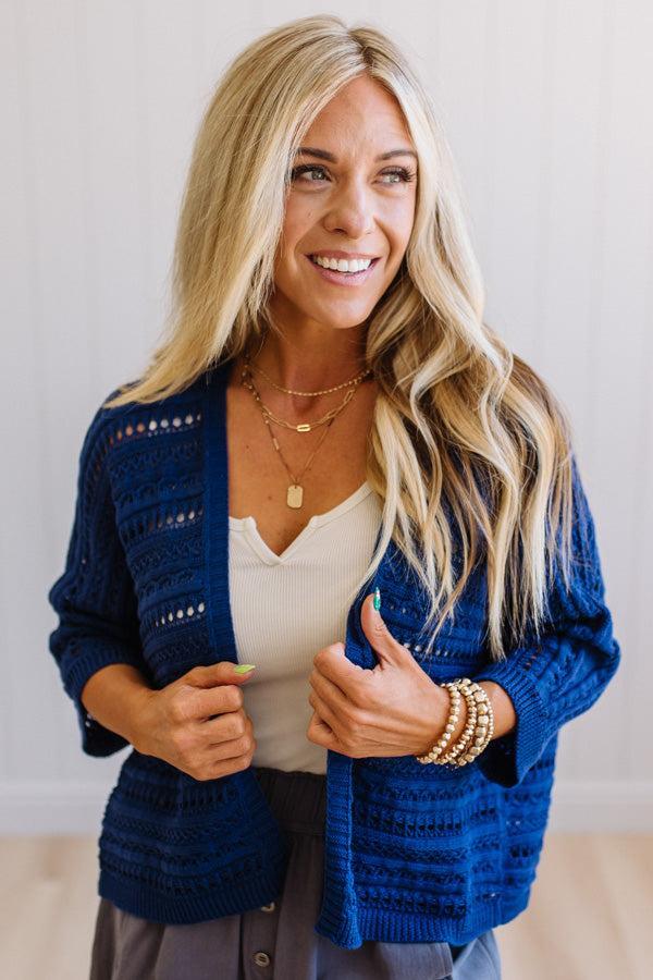 Crochet Mix Open Front Cardigan
