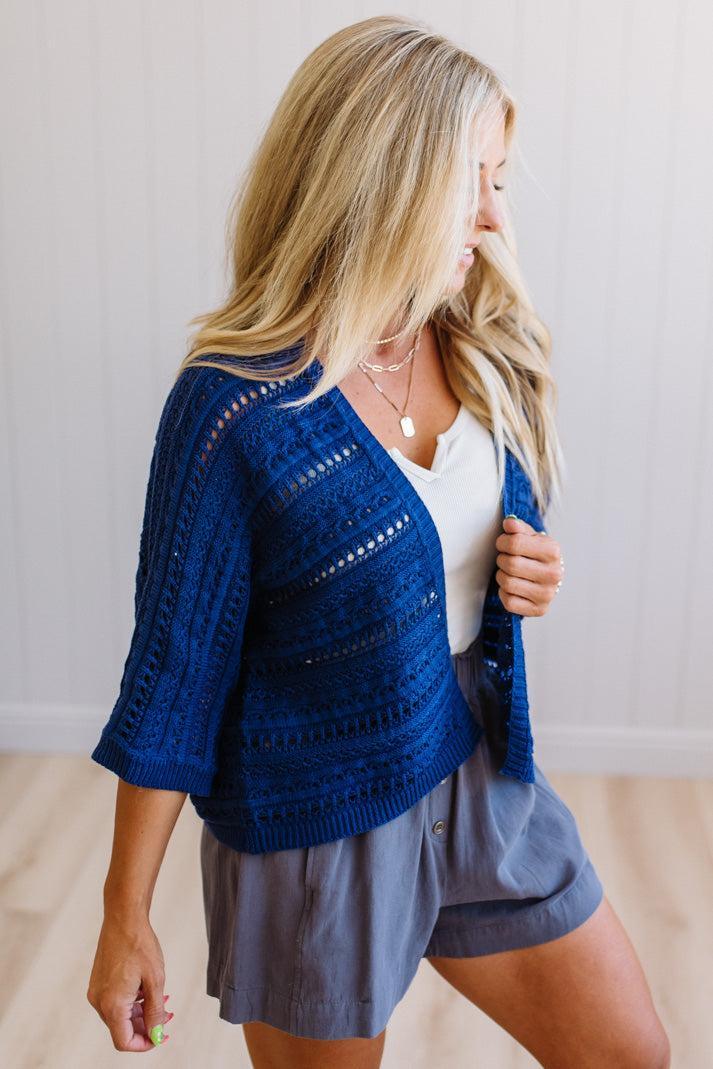 Crochet Mix Open Front Cardigan