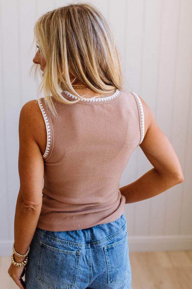 Crochet Trim Ribbed Tank