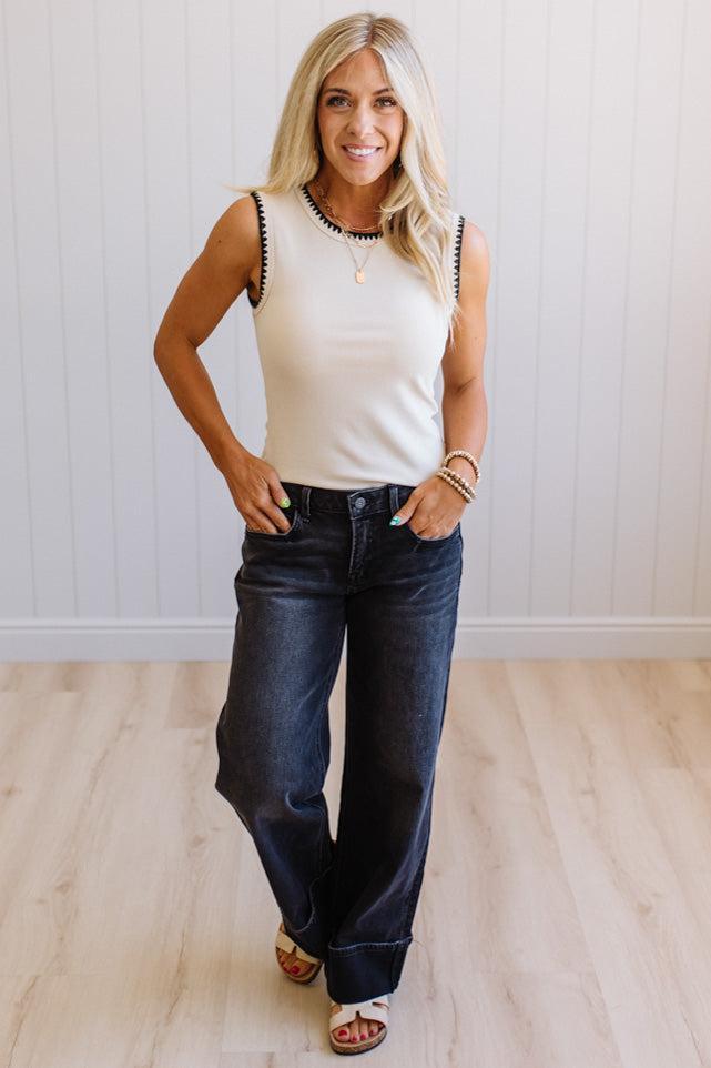Crochet Trim Ribbed Tank