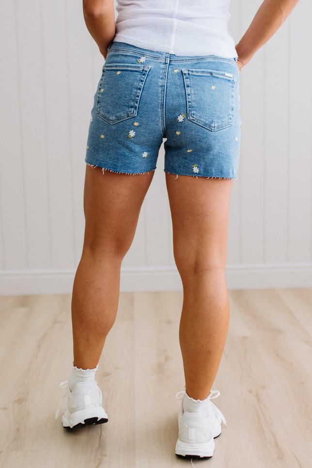 Daisy Accent Denim Shorts