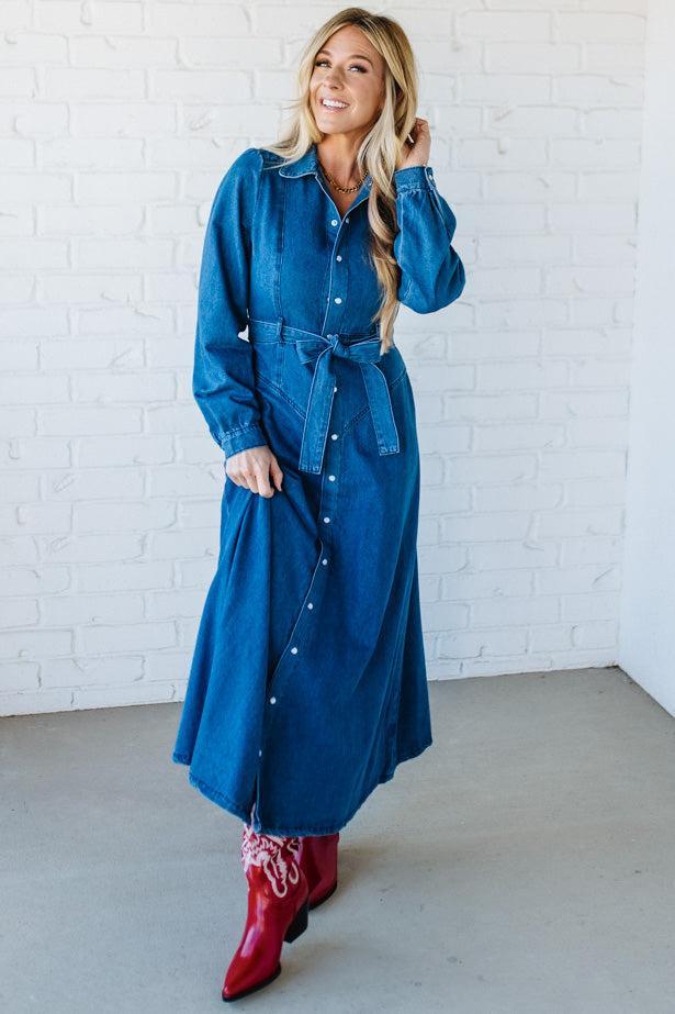 Denim A-Line Shirt Dress