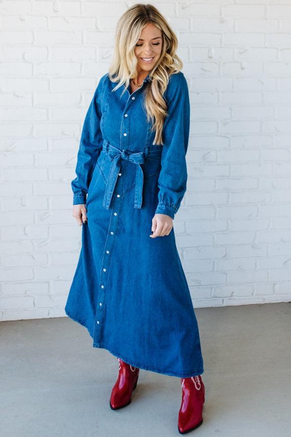 Denim A-Line Shirt Dress