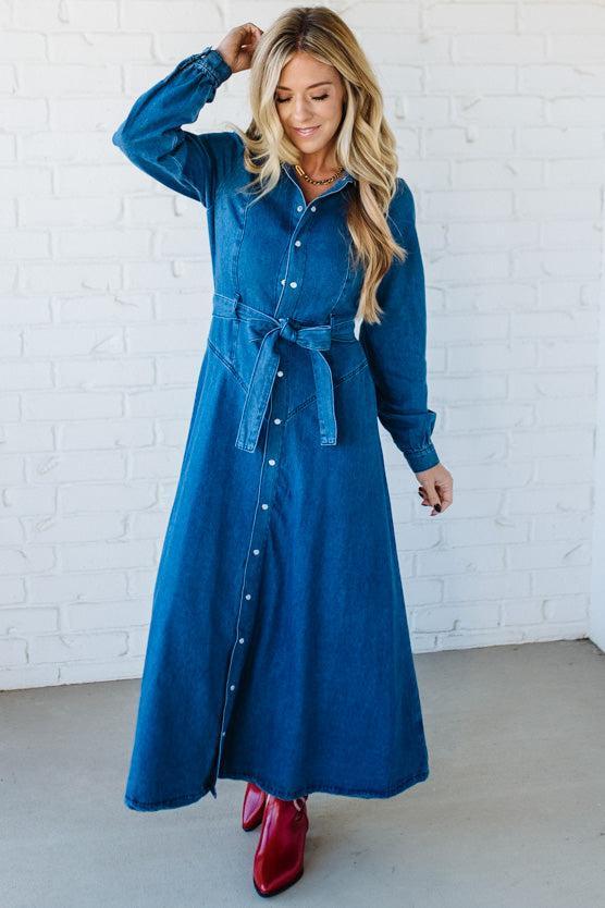 Denim A-Line Shirt Dress