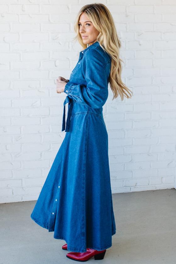 Denim A-Line Shirt Dress