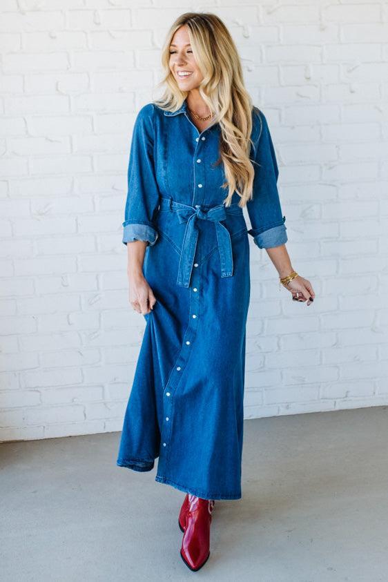 Denim A-Line Shirt Dress