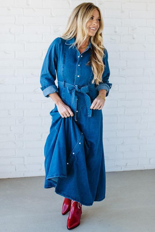 Denim A-Line Shirt Dress
