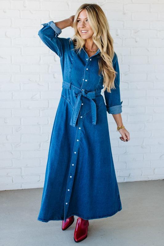 Denim A-Line Shirt Dress