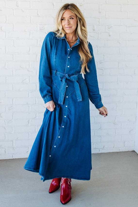 Denim A-Line Shirt Dress