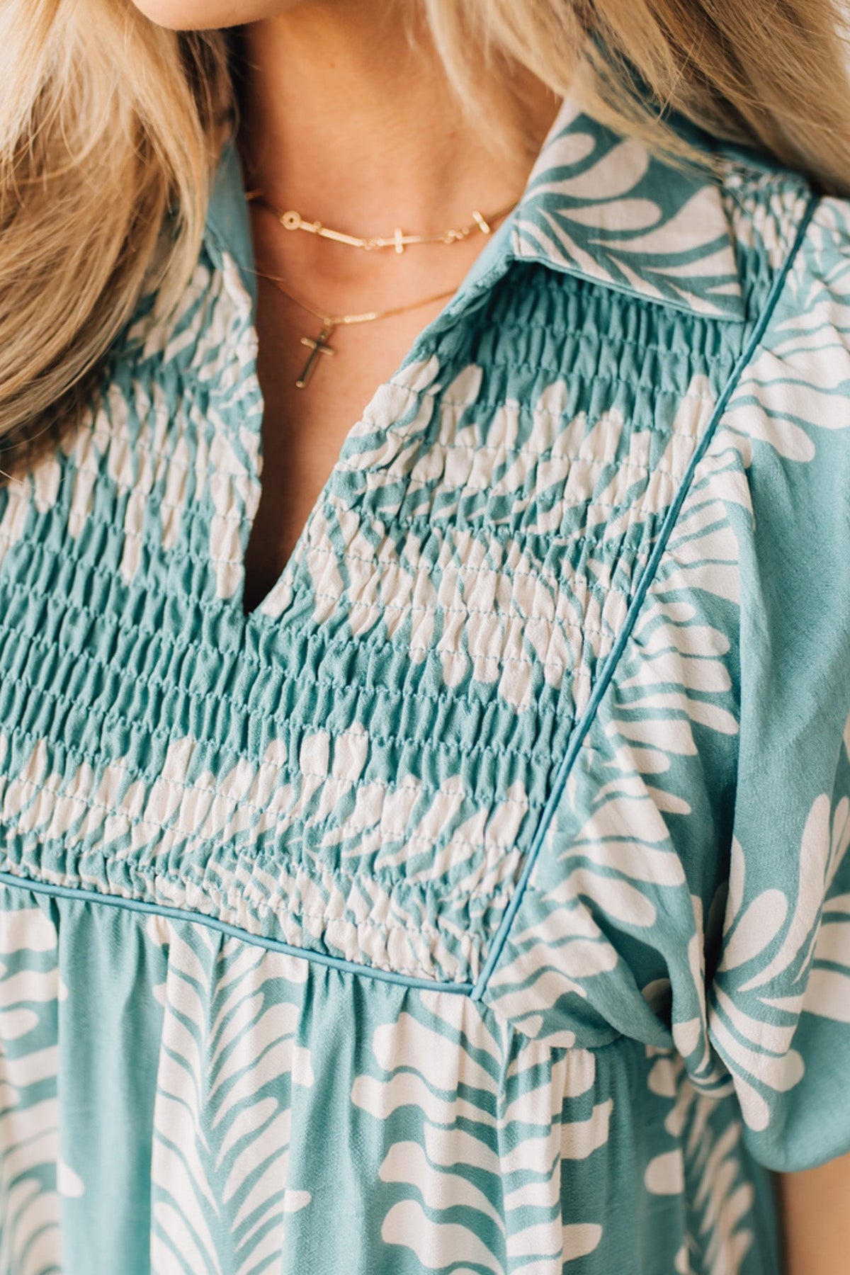 Dona Printed Smocked Dress