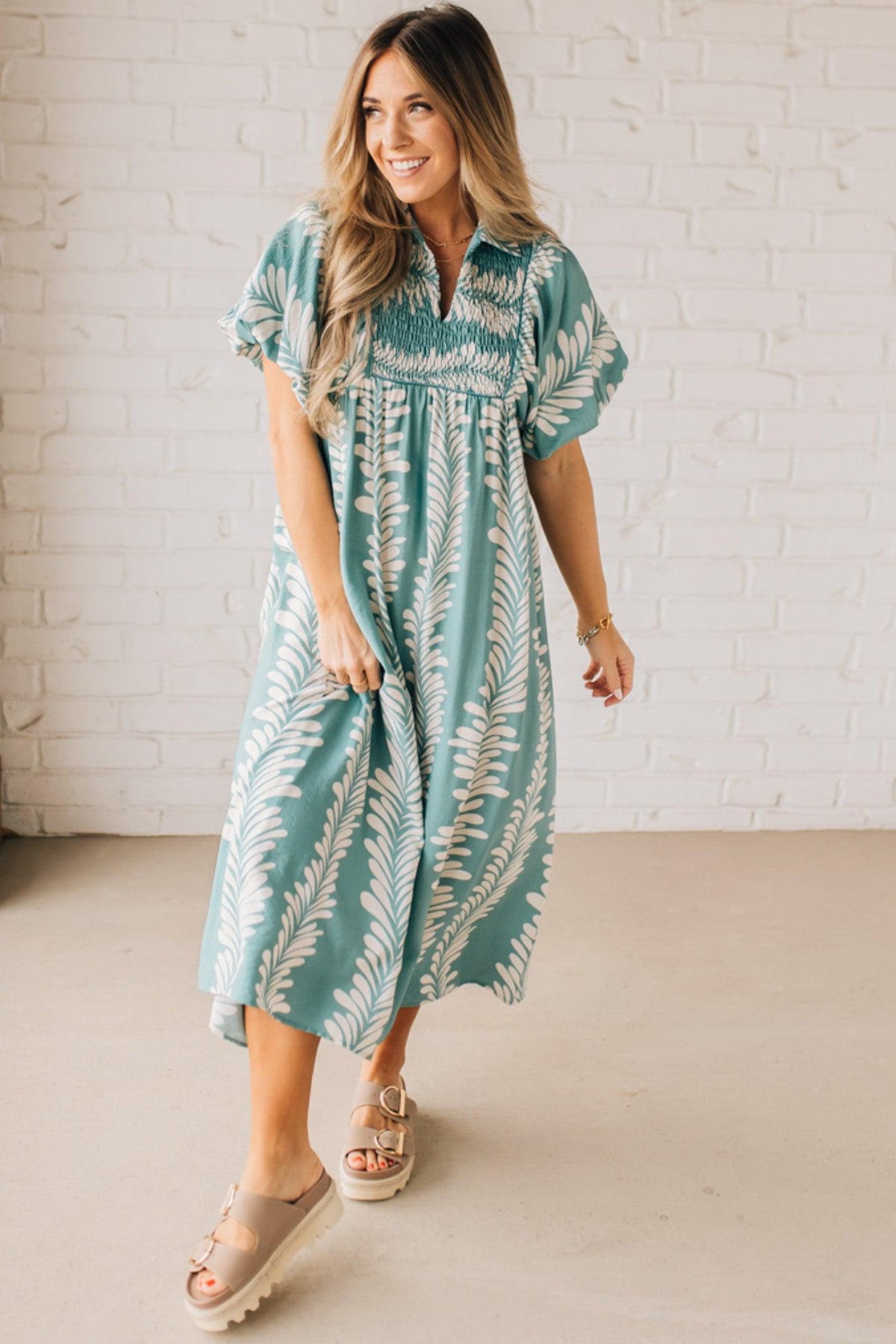 Dona Printed Smocked Dress