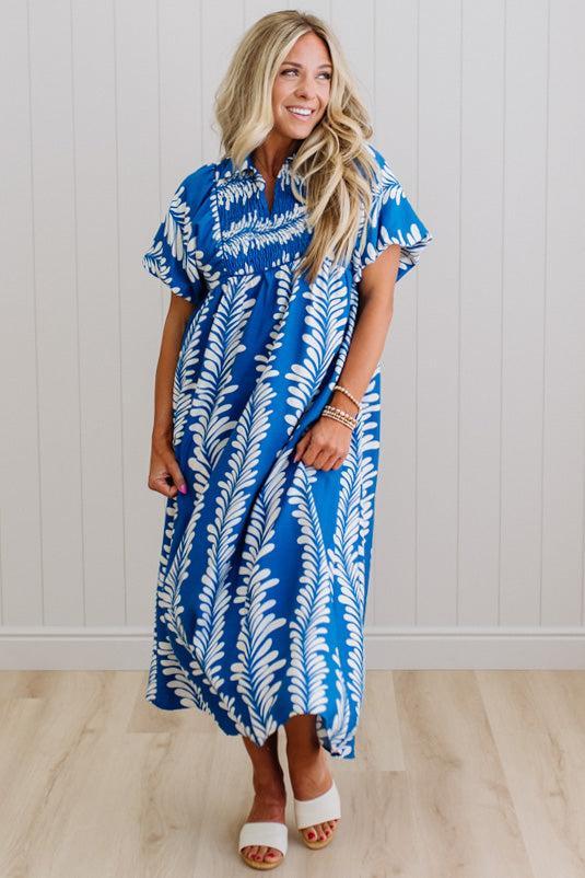 Dona Printed Smocked Dress