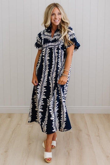 Dona Printed Smocked Dress