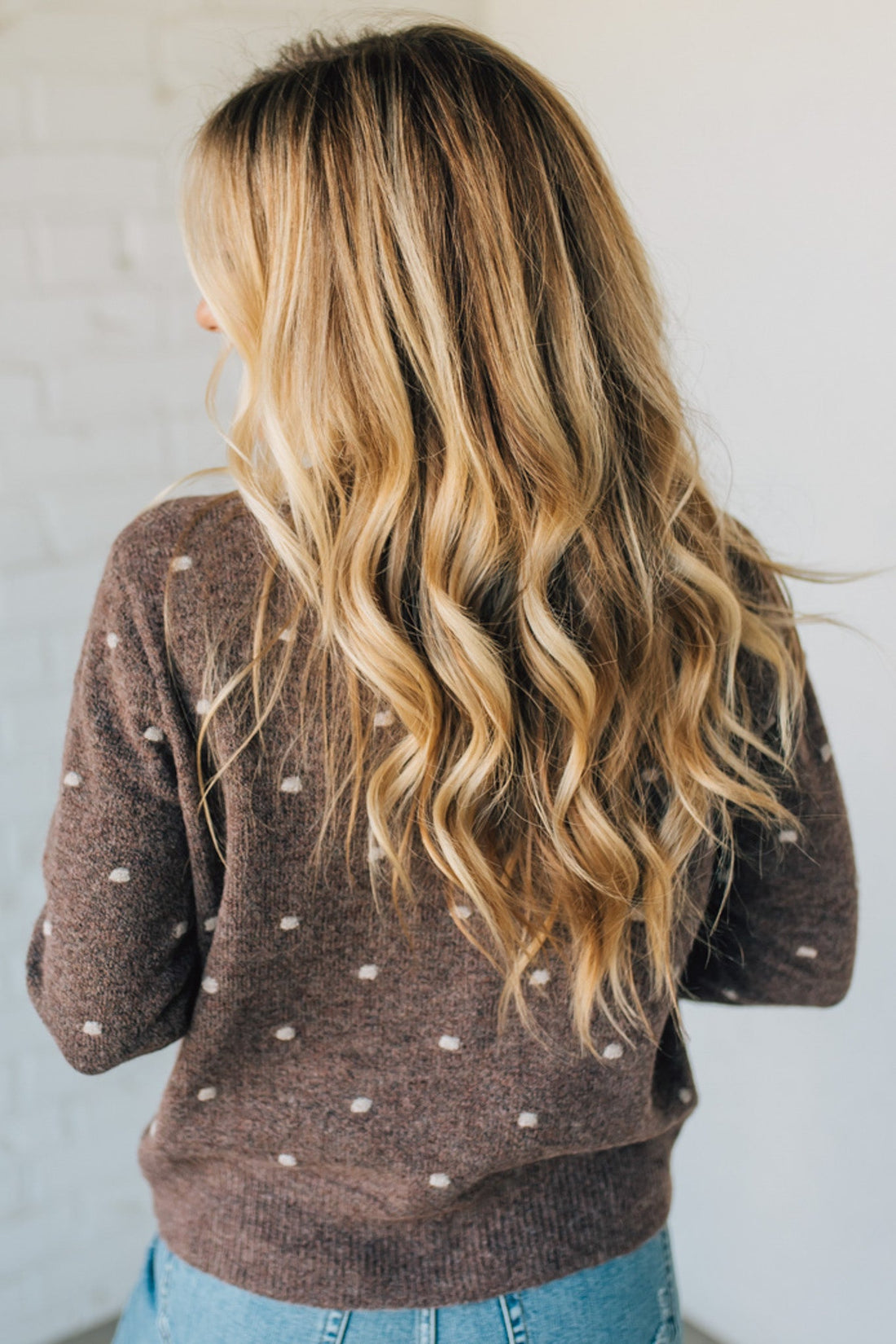 Dotted Embroidery Crewneck Sweater