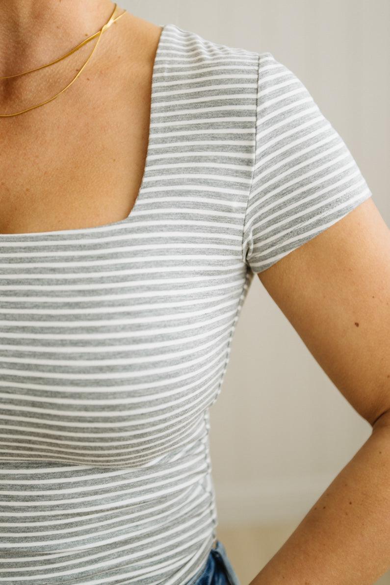 Double Lined Striped Square Neck Top