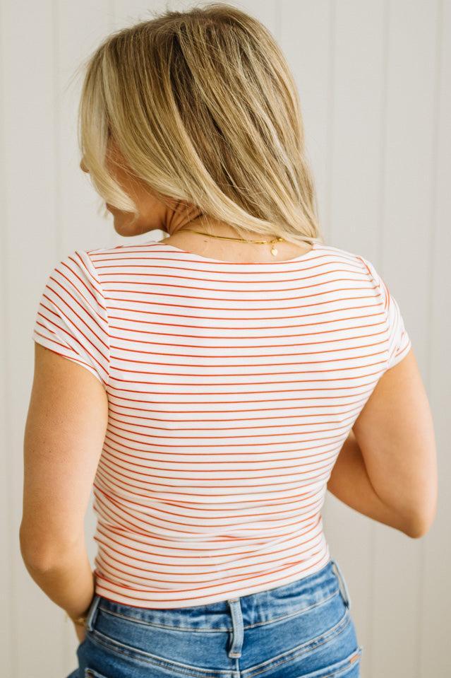 Double Lined Striped Square Neck Top