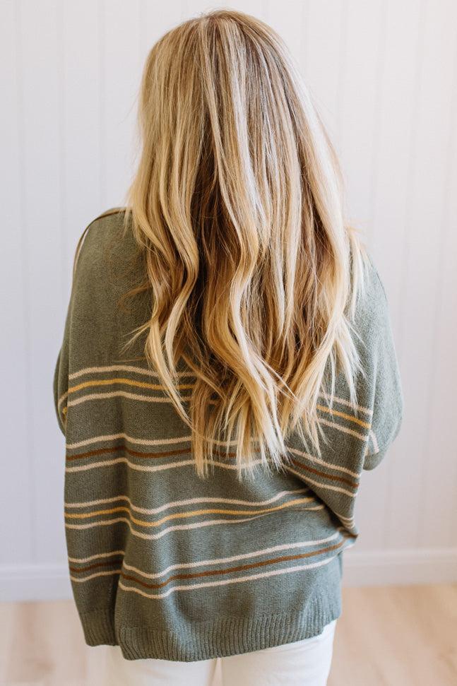 Drop Shoulder Striped Sweater