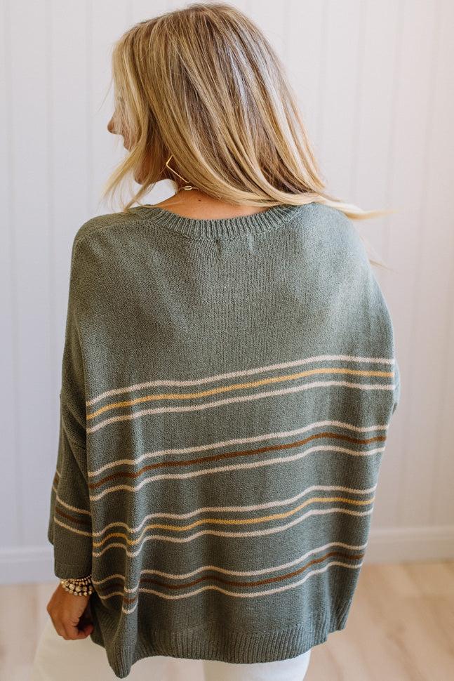 Drop Shoulder Striped Sweater